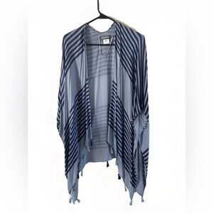 Accessory Blue Kimono Striped With Tassels One Size